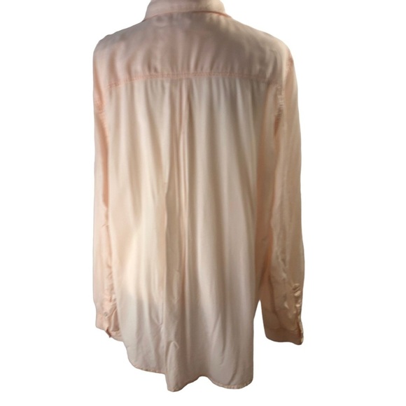 aerie Full Front Button Up Soft Lyocell Blouse Women L Light Peach Classic - Picture 6 of 11